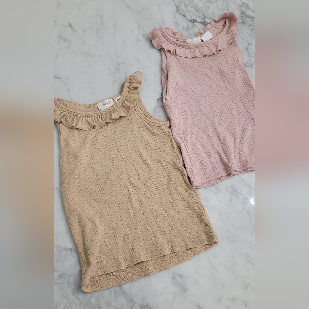 Jamie Kay Set Of 2 Ruffle Tanks. Pink&tan. Size 3.